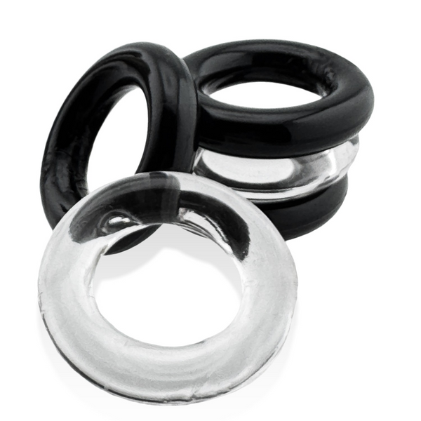 Hünkyjunk JACKER 5-STACK Clear/Black Cock Rings 5-Pack