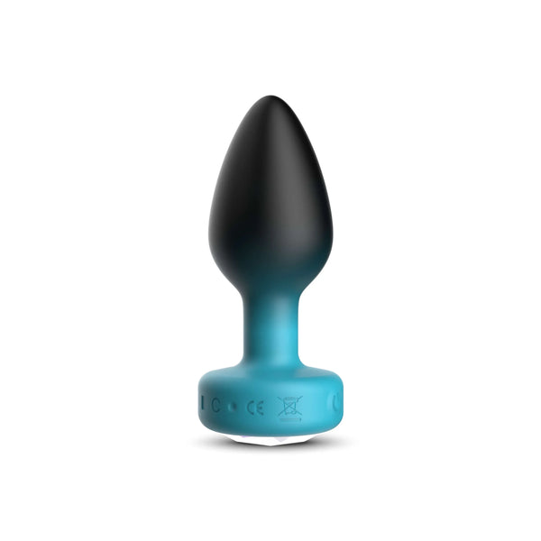 TEAL Ombre - MEDIUM Cheeky Charms Eluxe Vibrating Plug With Remote - Clear Gem