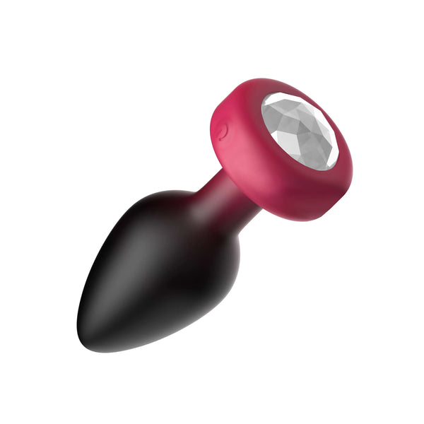 RUBY Ombre - MEDIUM Cheeky Charms Eluxe Vibrating Plug With Remote - Clear Gem