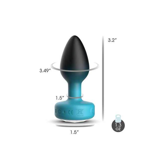 TEAL Ombre - SMALL Cheeky Charms Eluxe Vibrating Plug With Remote - Clear Gem