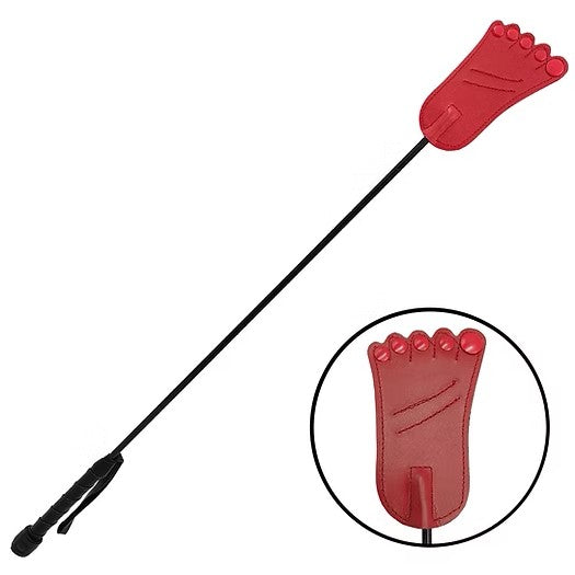 Rouge Foot-Shaped Leather Riding Crop - Red