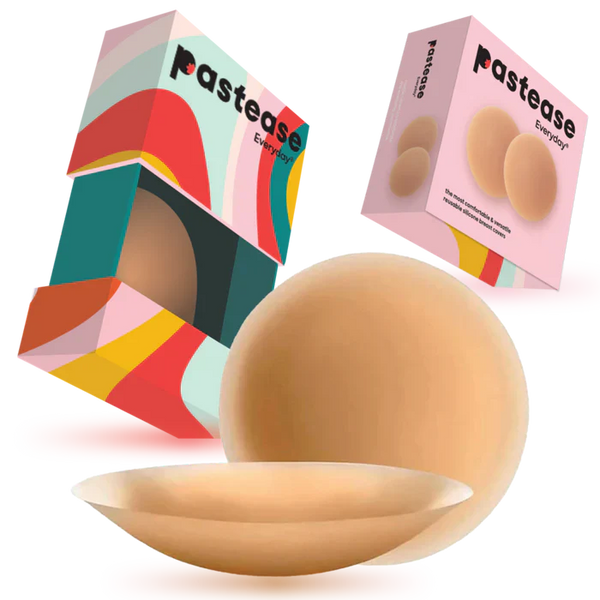Pastease Everyday® Silicone Reusable Adhesive Nipple Covers w Travel Box - Caramel Tan - Small (A-C cups)