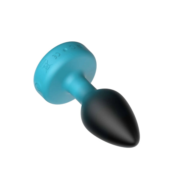 TEAL Ombre - SMALL Cheeky Charms Eluxe Vibrating Plug With Remote - Clear Gem