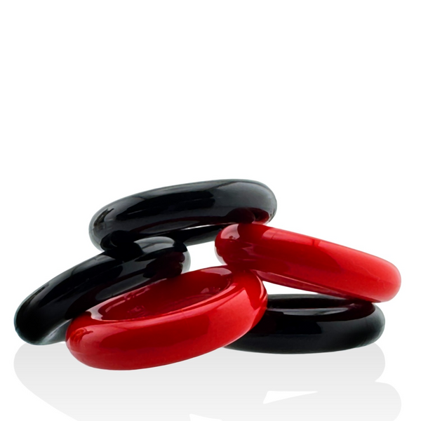 Hünkyjunk JACKER 5-STACK Red/Black Cock Rings 5-Pack