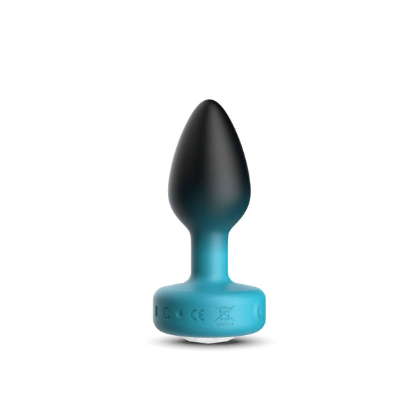 TEAL Ombre - SMALL Cheeky Charms Eluxe Vibrating Plug With Remote - Clear Gem