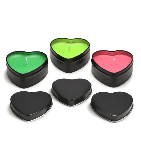 Burning Heart Blacklight Reactive Heart Drip Candle Set of 3