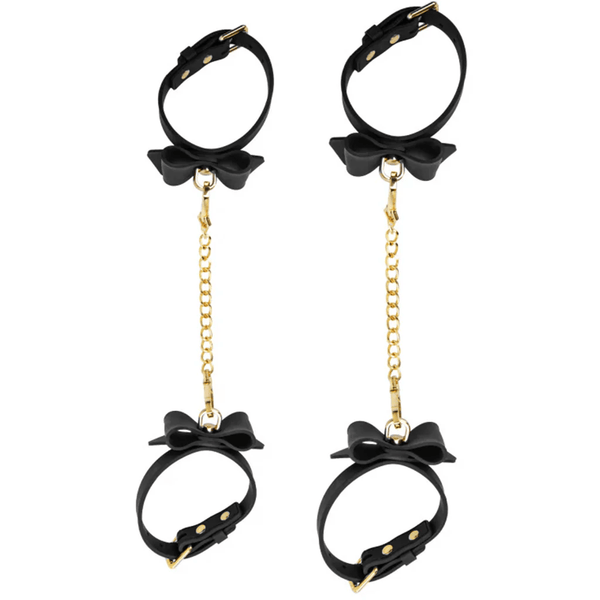 Temptasia Ardor - Silicone Wrist & Ankle Restraints - Black with Bow