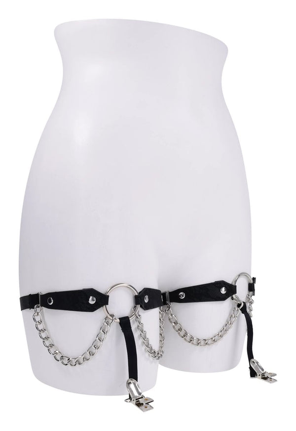 Chain Lace Garters - Black