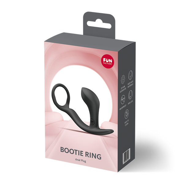 Fun Factory Bootie Ring Black Cock Ring with Butt Plug