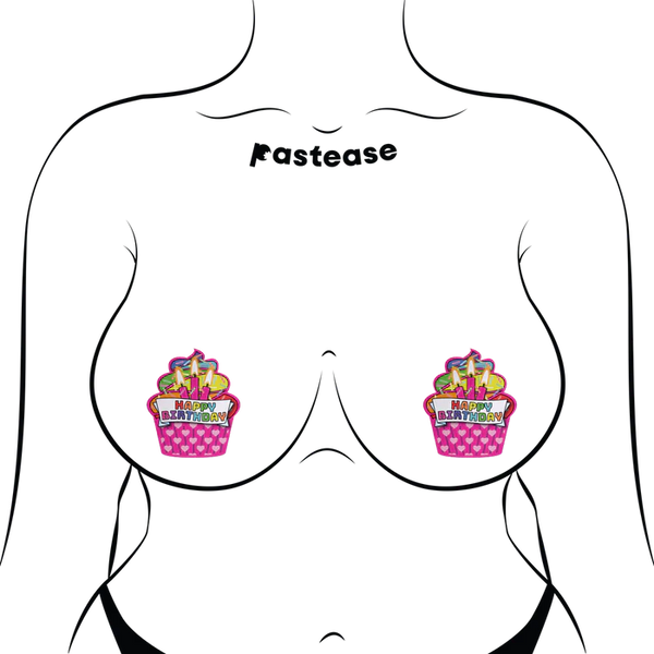 Happy Birthday Cupcake Pasties - Pink Multicolored