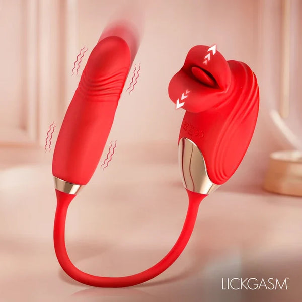 Lickgasm Bliss Kiss Kissing Clitoral Stimulator w/ Thrusting Vibrator
