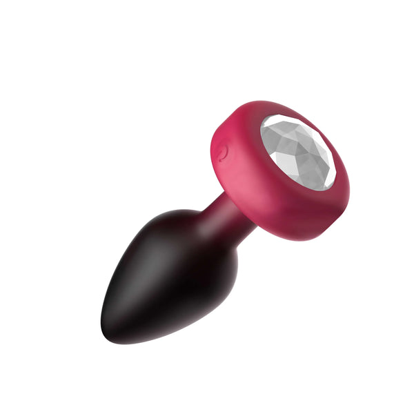 RUBY Ombre - SMALL Cheeky Charms Eluxe Vibrating Plug With Remote - Clear Gem