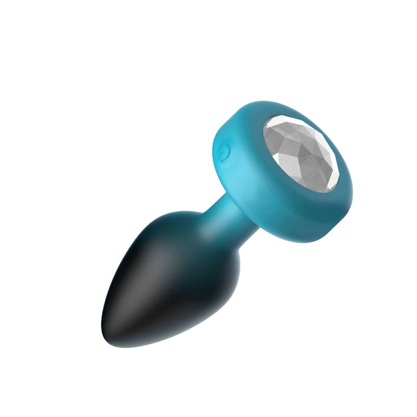 TEAL Ombre - SMALL Cheeky Charms Eluxe Vibrating Plug With Remote - Clear Gem