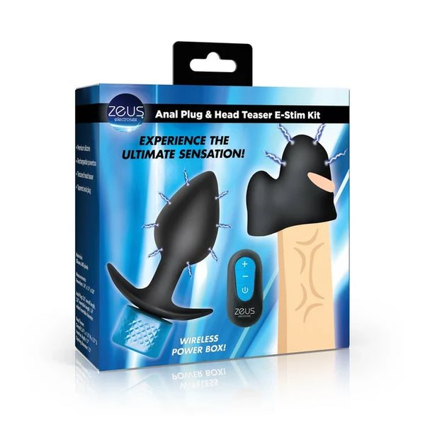 Zeus Anal Plug & Head Teaser E-Stim Kit w/ remote
