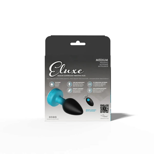 TEAL Ombre - MEDIUM Cheeky Charms Eluxe Vibrating Plug With Remote - Clear Gem