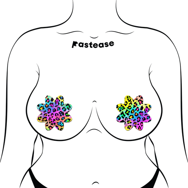 Rainbow Cheetah Leopard Print Petal Breast Pasties