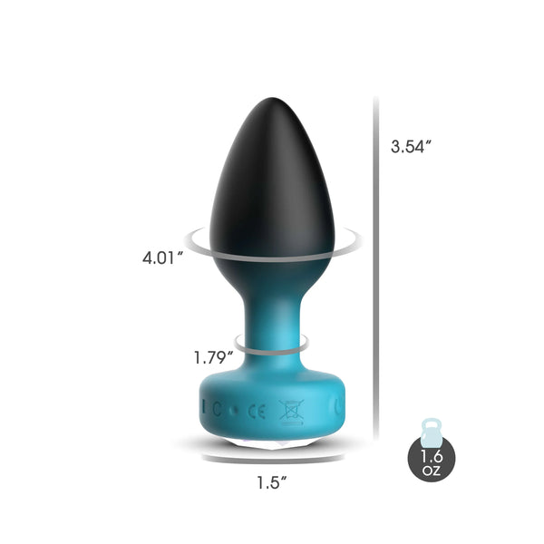TEAL Ombre - MEDIUM Cheeky Charms Eluxe Vibrating Plug With Remote - Clear Gem
