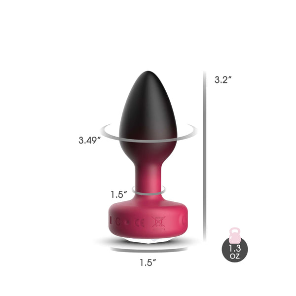 RUBY Ombre - SMALL Cheeky Charms Eluxe Vibrating Plug With Remote - Clear Gem