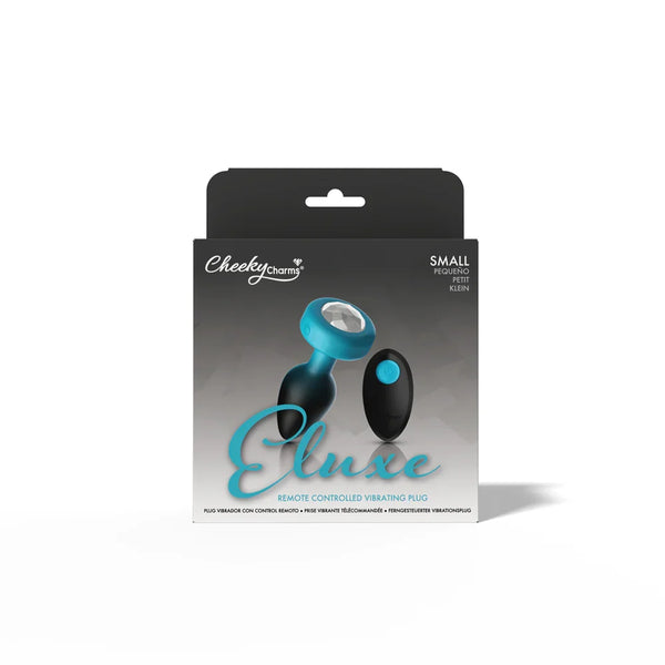TEAL Ombre - SMALL Cheeky Charms Eluxe Vibrating Plug With Remote - Clear Gem