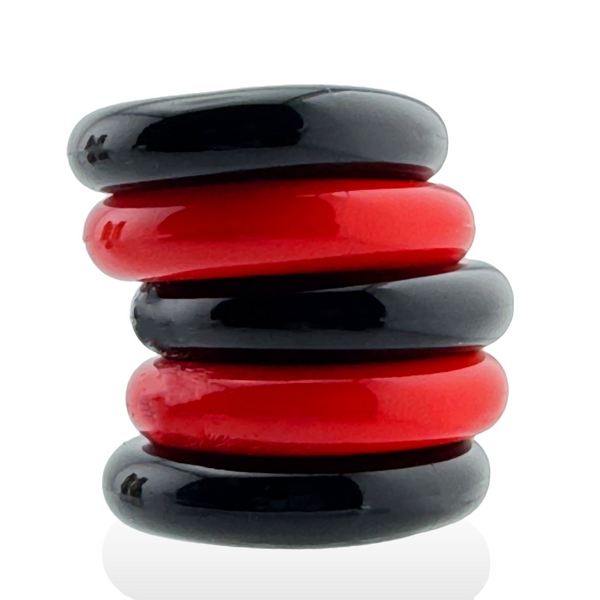 Hünkyjunk JACKER 5-STACK Red/Black Cock Rings 5-Pack