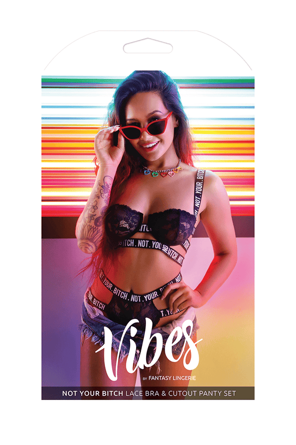 Not Your Bitch Lace Bra & Cutout Panty Set