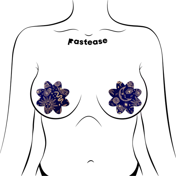 Midnight Celestial Sun & Moon Petal Breast Pasties