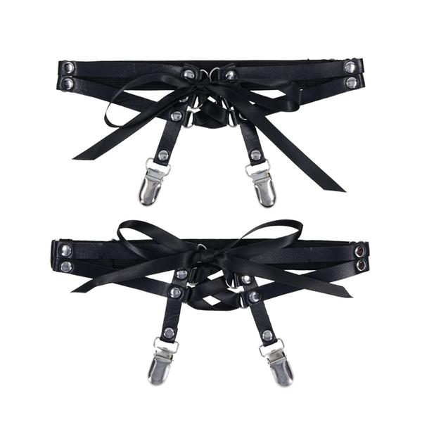 Laced Up Garters - Black