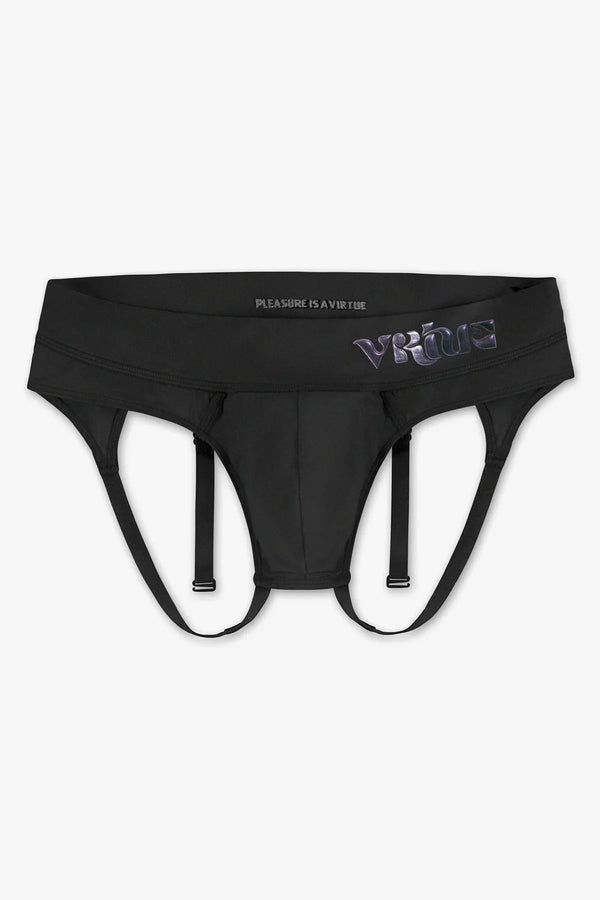 Virtue Men's Large JockVStrap Sheer Briefs - Black