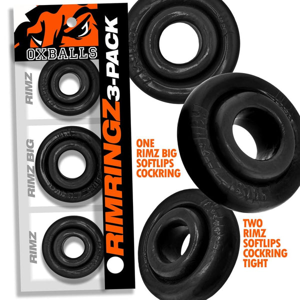 OXBALLS RIMRINGZ Black 3-Pack Cock Rings