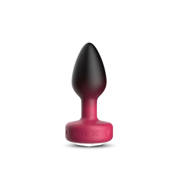 RUBY Ombre - SMALL Cheeky Charms Eluxe Vibrating Plug With Remote - Clear Gem