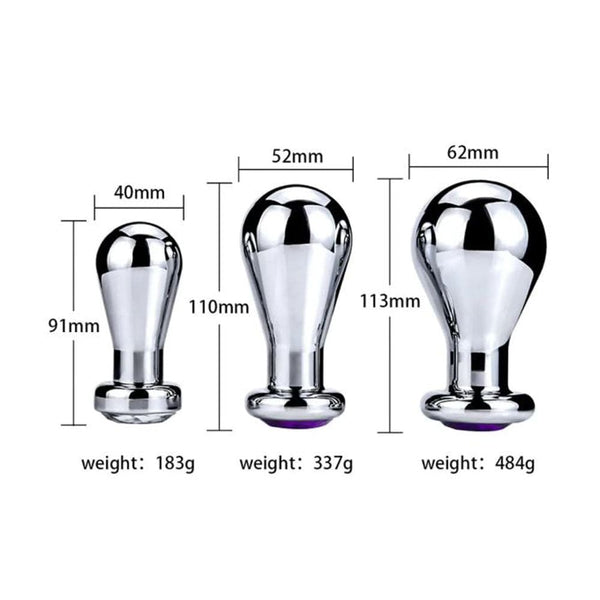 Pink Elephant Medium SS Bulb Butt Plug with Onyx Gem