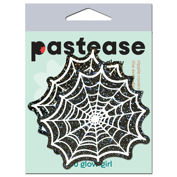 Glitter Black Glow in the Dark Spooky Spider Web Pasties