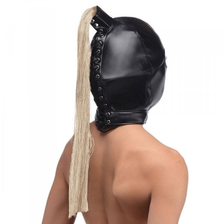Ponytail Bondage Hood w 20" Blonde