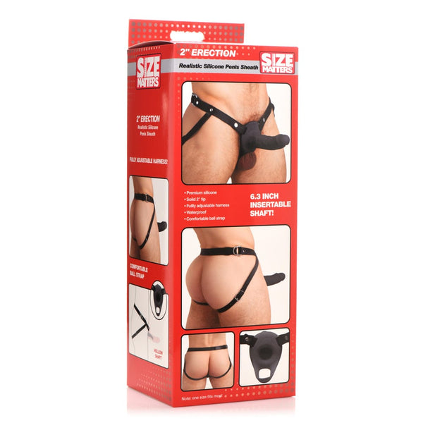 2" Erection Realistic Sheath Black with Adjustable Harness