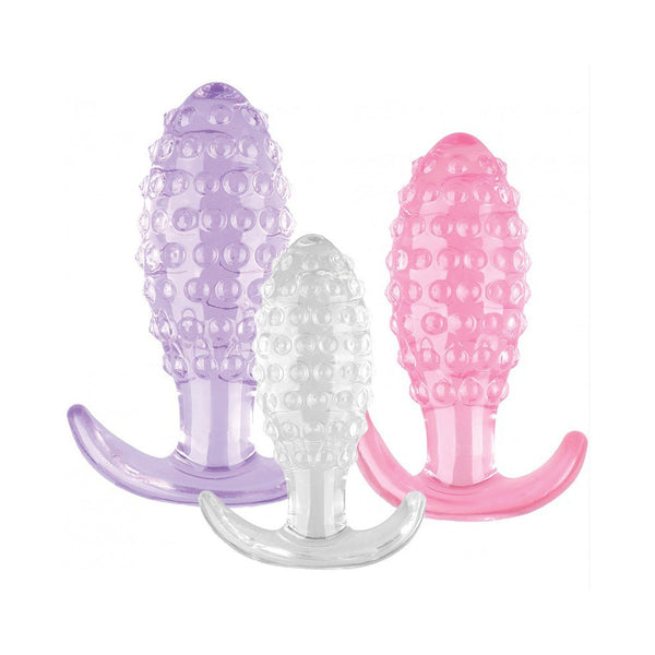 Hott Products Wet Dreams Crystal Ballers 3-Piece Anal Plug Set