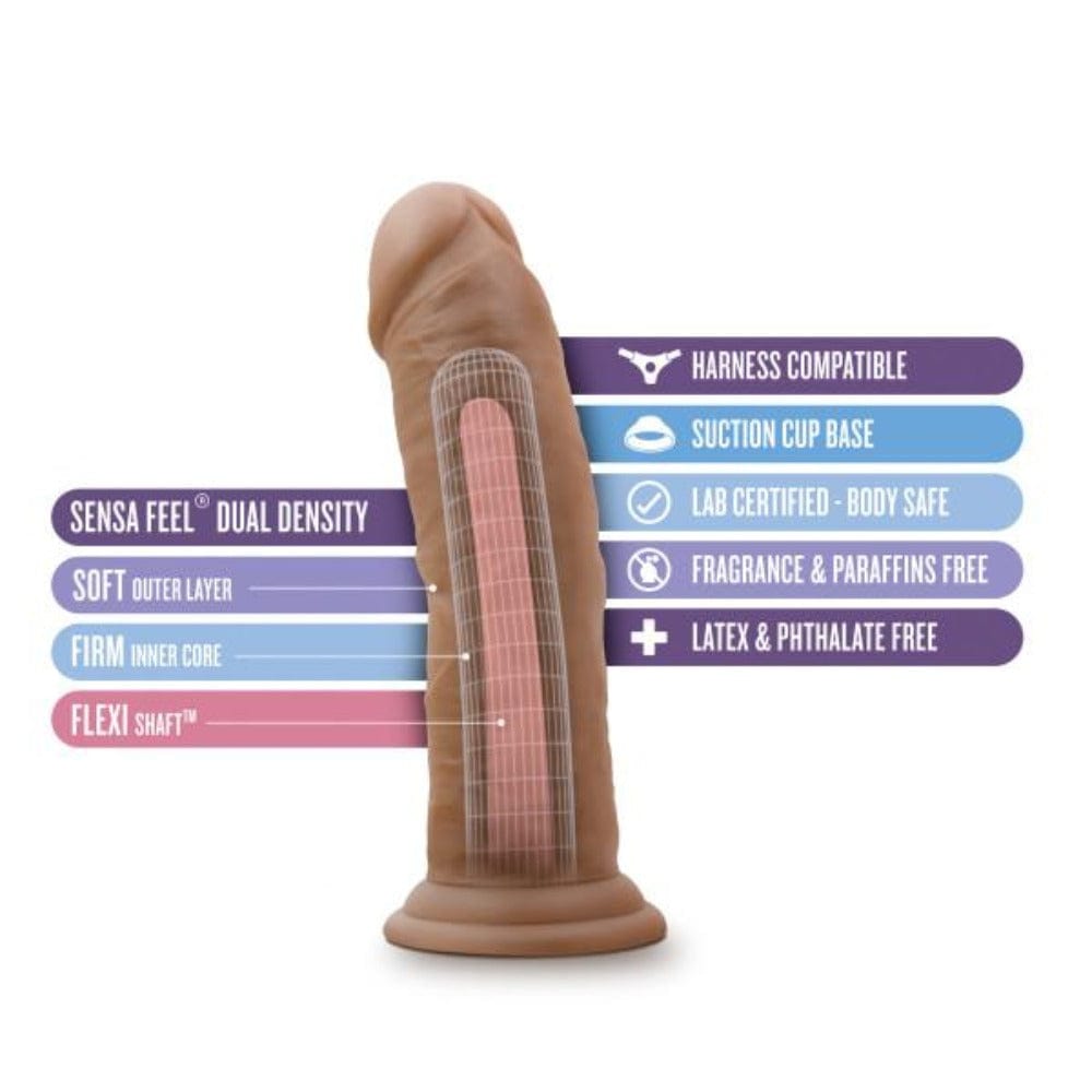 Au Naturel - 8" Dildo - Mocha - Suction Cup Base