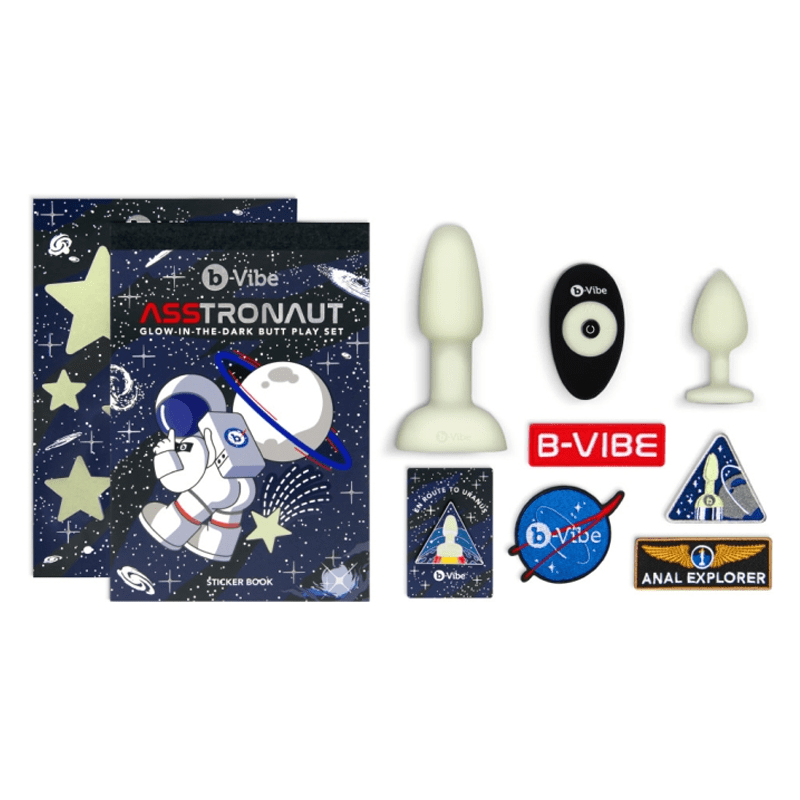 B-Vibe ASStronaut Glow-in-Dark Butt Play Set - Anal Plug Set