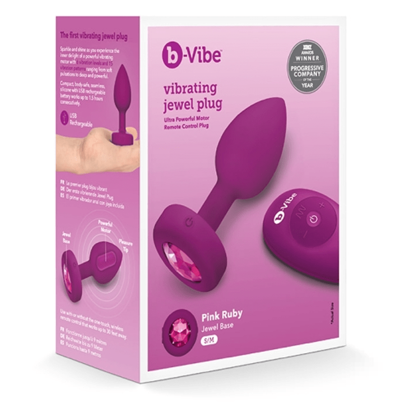 B-Vibe Vibrating Jewel Plug Fuchsia - Vibrating Anal Plug