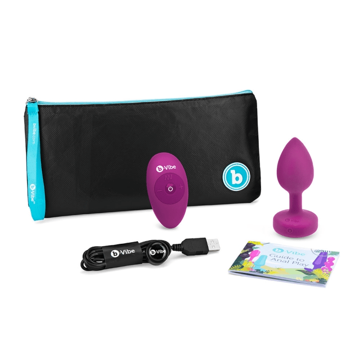 B-Vibe Vibrating Jewel Plug Fuchsia - Vibrating Anal Plug