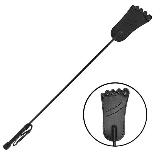 Rouge Foot-Shaped Leather Riding Crop - Black