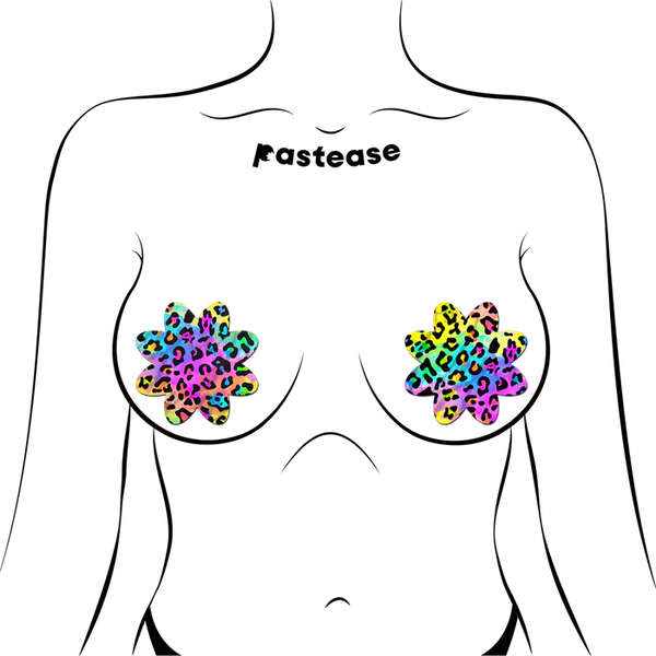 Rainbow Cheetah Leopard Print Petal Breast Pasties