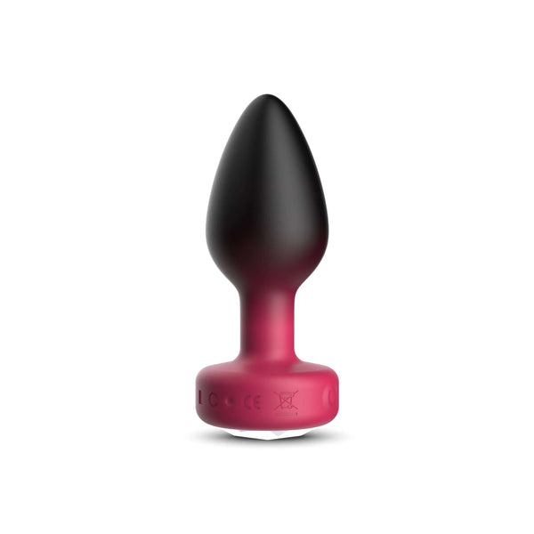 RUBY Ombre - MEDIUM Cheeky Charms Eluxe Vibrating Plug With Remote - Clear Gem