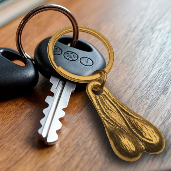 Big Nuts Brass Keychain