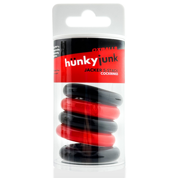 Hünkyjunk JACKER 5-STACK Red/Black Cock Rings 5-Pack