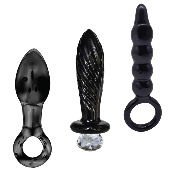 Dr. Tush's Dark Curiosity Glass Anal Plug Trio