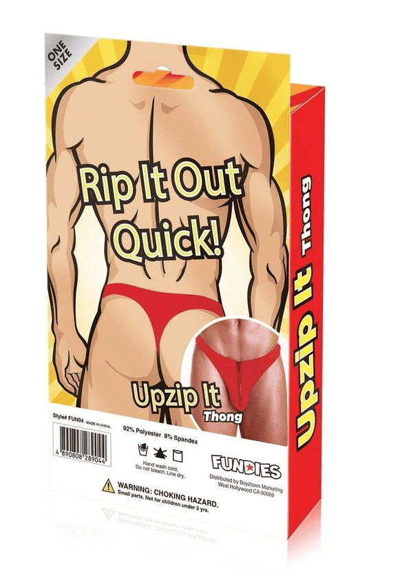 BoyzTown Fundies Unzip It Red Thong with Rose Petals