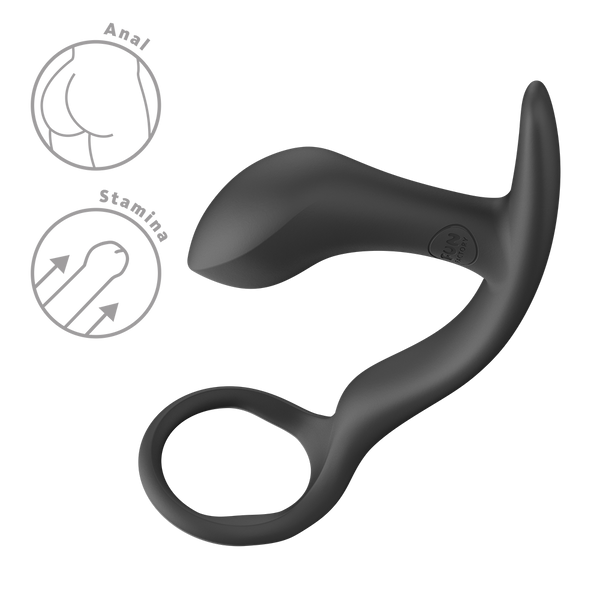 Fun Factory Bootie Ring Black Cock Ring with Butt Plug