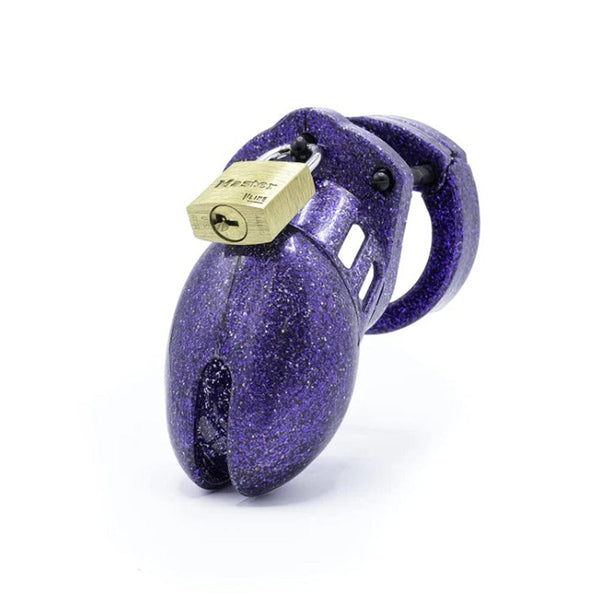 CB-6000S Cock Cage Chastity Kit - Purple Glitter