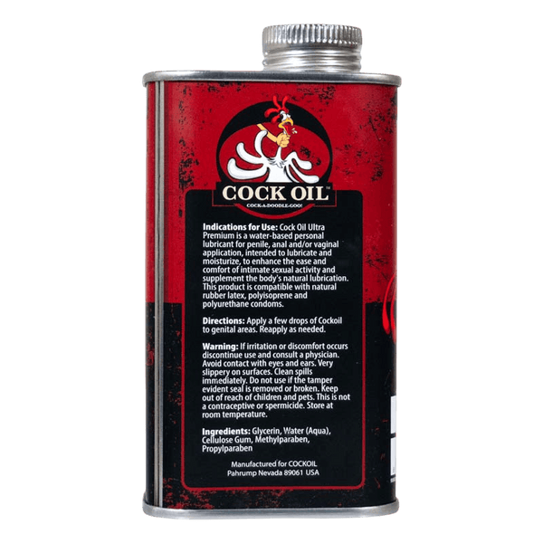 Cock Oil Water-Based Lubricant – Metal Can with Inner Plastic Liner 9 oz
