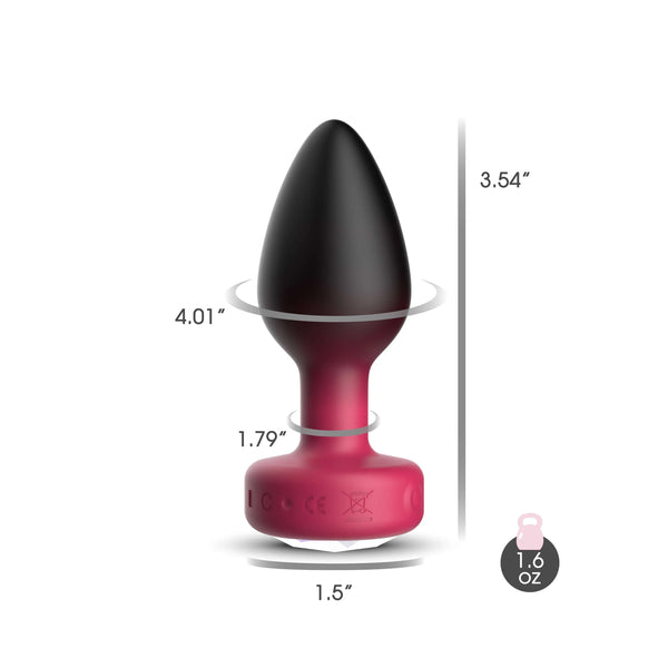 RUBY Ombre - MEDIUM Cheeky Charms Eluxe Vibrating Plug With Remote - Clear Gem